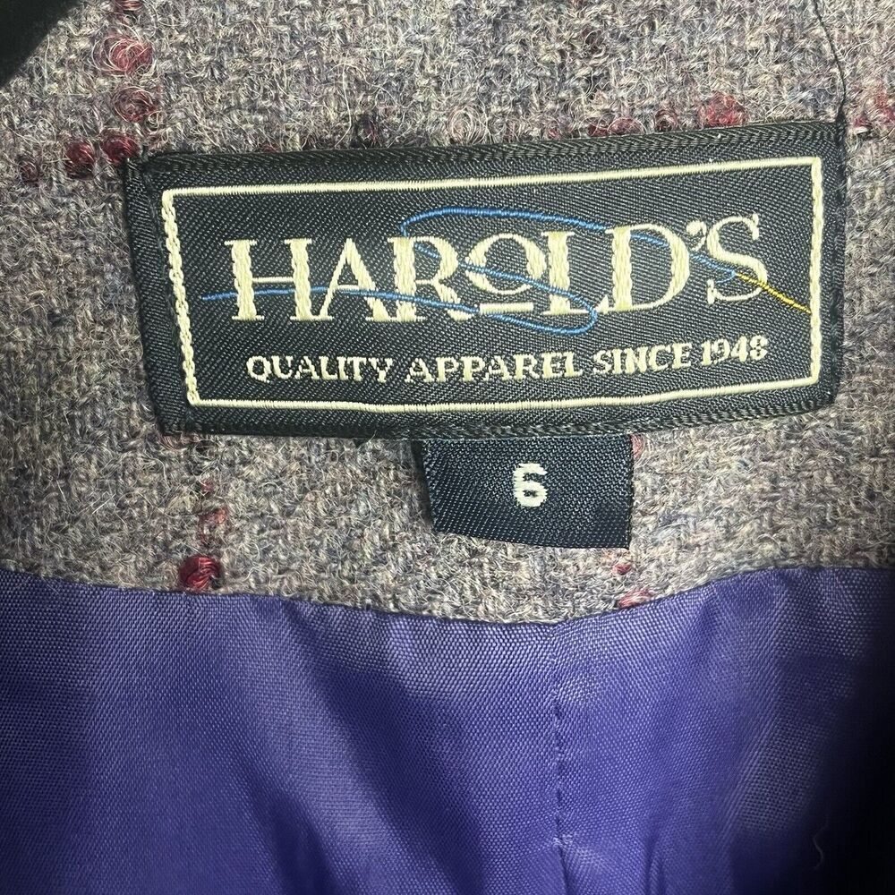 Harold's Vintage Tweed Purple Plaid Blazer Womens Size 6 - Picture 2 of 9